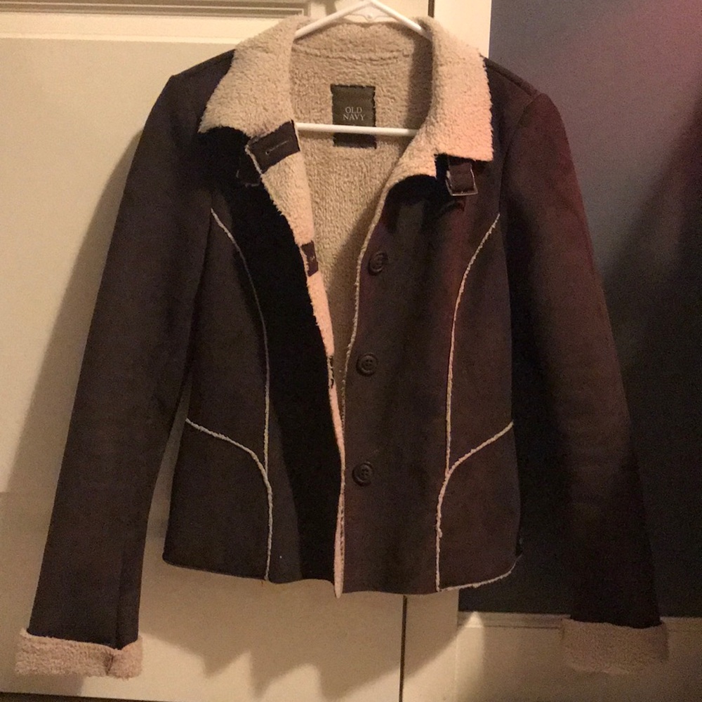 Faux fur lined brown jacket